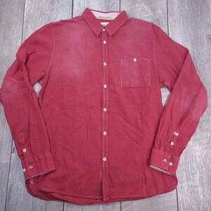 Scotch & Soda Button Down Mens L Red Micro Check Long Sleeve Shirt